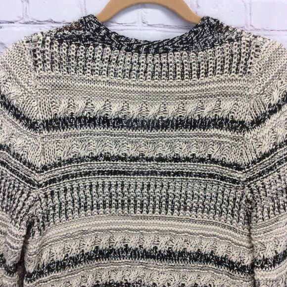 Chico’s Cardigan Sweater Women's Sz 0 (XS/4) Black/Tan Chunky Hook/Loop Closure - Picture 3 of 12